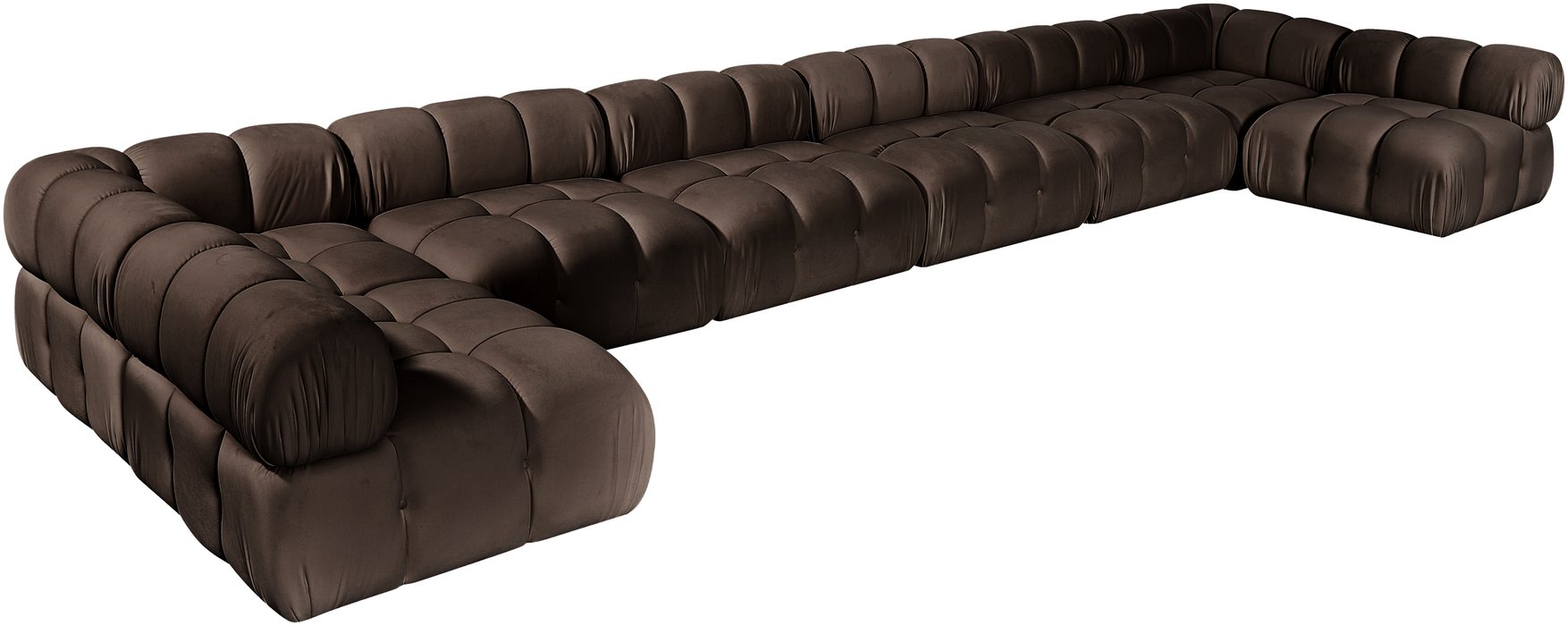 Meridian Furniture - Orin Brown Velvet Performance Fabric Upholstered 8 pc. Sectional - 671Brown-Sec8C - GreatFurnitureDeal