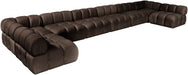 Meridian Furniture - Orin Brown Velvet Performance Fabric Upholstered 8 pc. Sectional - 671Brown-Sec8C - GreatFurnitureDeal