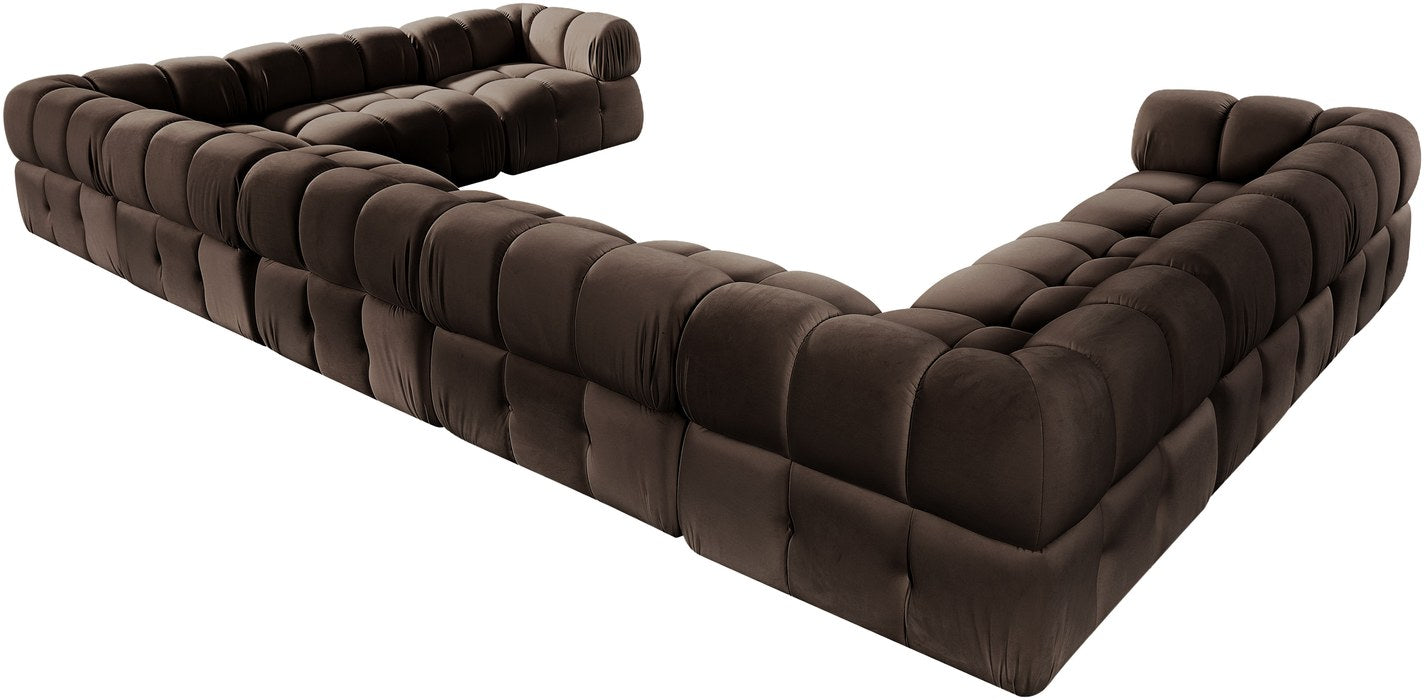 Meridian Furniture - Orin Brown Velvet Performance Fabric Upholstered 9 pc. Sectional - 671Brown-Sec9A - GreatFurnitureDeal