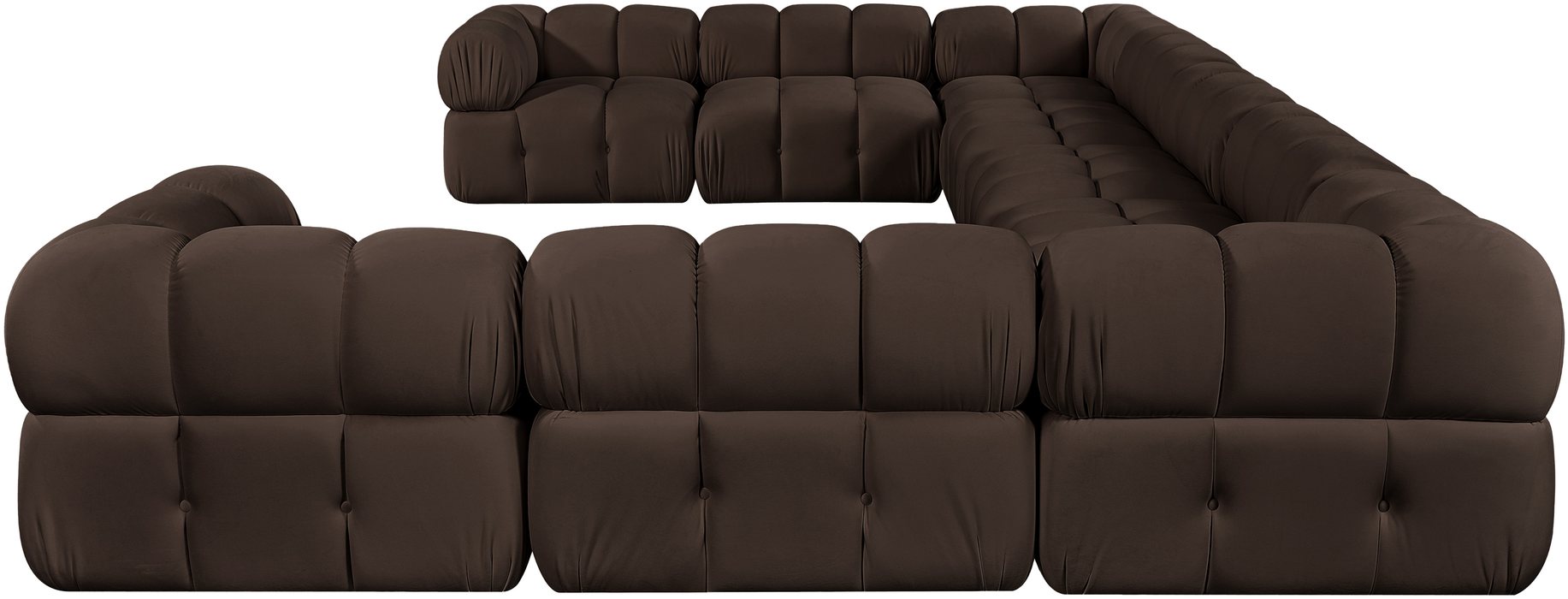Meridian Furniture - Orin Brown Velvet Performance Fabric Upholstered 9 pc. Sectional - 671Brown-Sec9A - GreatFurnitureDeal
