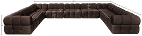 Meridian Furniture - Orin Brown Velvet Performance Fabric Upholstered 9 pc. Sectional - 671Brown-Sec9A - GreatFurnitureDeal
