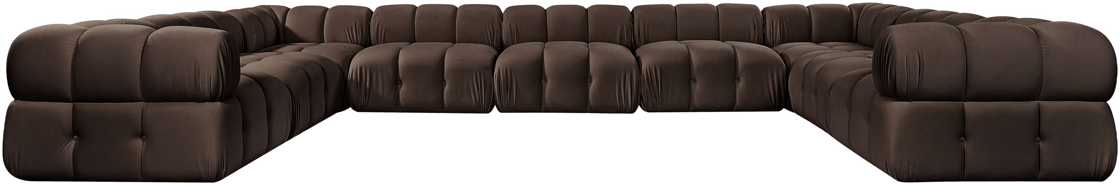 Meridian Furniture - Orin Brown Velvet Performance Fabric Upholstered 9 pc. Sectional - 671Brown-Sec9A - GreatFurnitureDeal