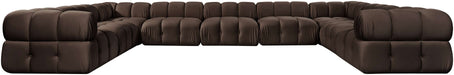 Meridian Furniture - Orin Brown Velvet Performance Fabric Upholstered 9 pc. Sectional - 671Brown-Sec9A - GreatFurnitureDeal