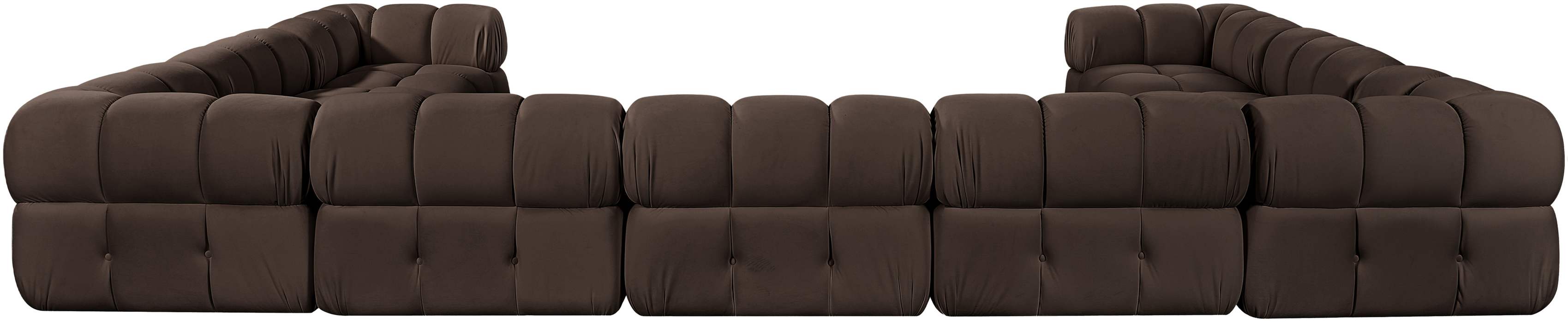 Meridian Furniture - Orin Brown Velvet Performance Fabric Upholstered 9 pc. Sectional - 671Brown-Sec9A - GreatFurnitureDeal