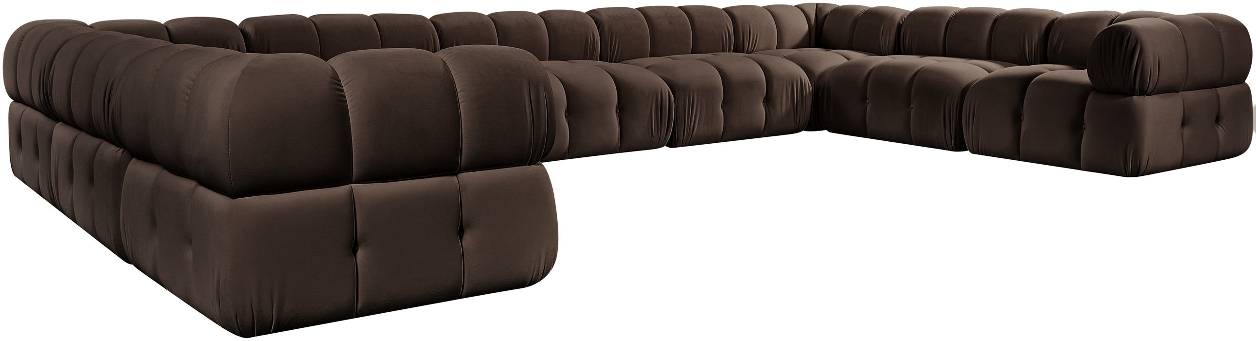 Meridian Furniture - Orin Brown Velvet Performance Fabric Upholstered 9 pc. Sectional - 671Brown-Sec9A - GreatFurnitureDeal