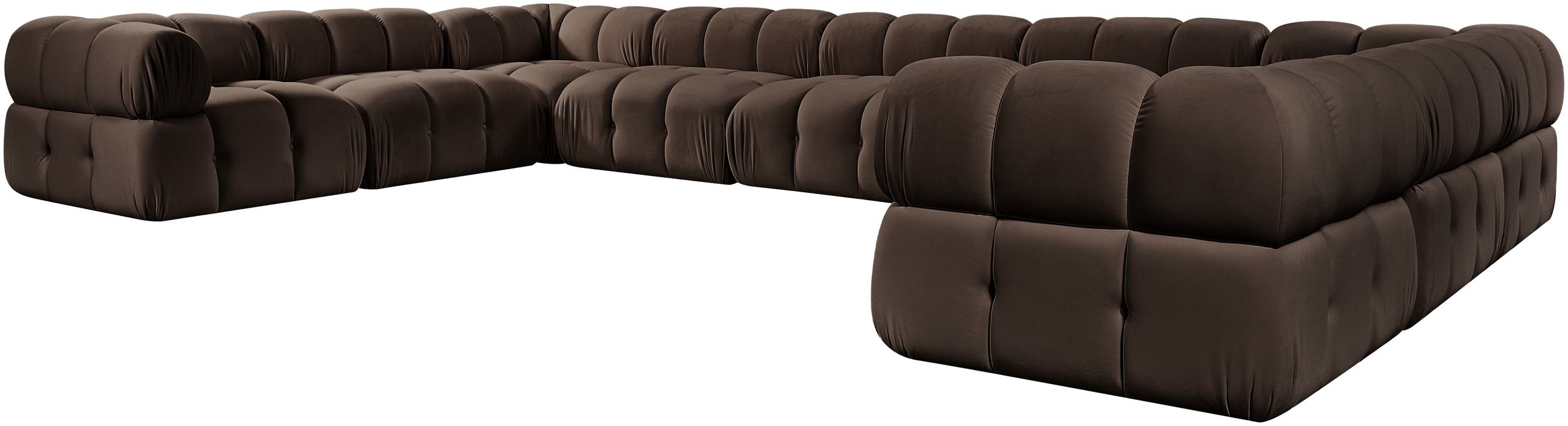 Meridian Furniture - Orin Brown Velvet Performance Fabric Upholstered 9 pc. Sectional - 671Brown-Sec9A - GreatFurnitureDeal