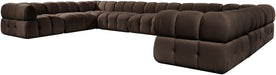Meridian Furniture - Orin Brown Velvet Performance Fabric Upholstered 9 pc. Sectional - 671Brown-Sec9A - GreatFurnitureDeal