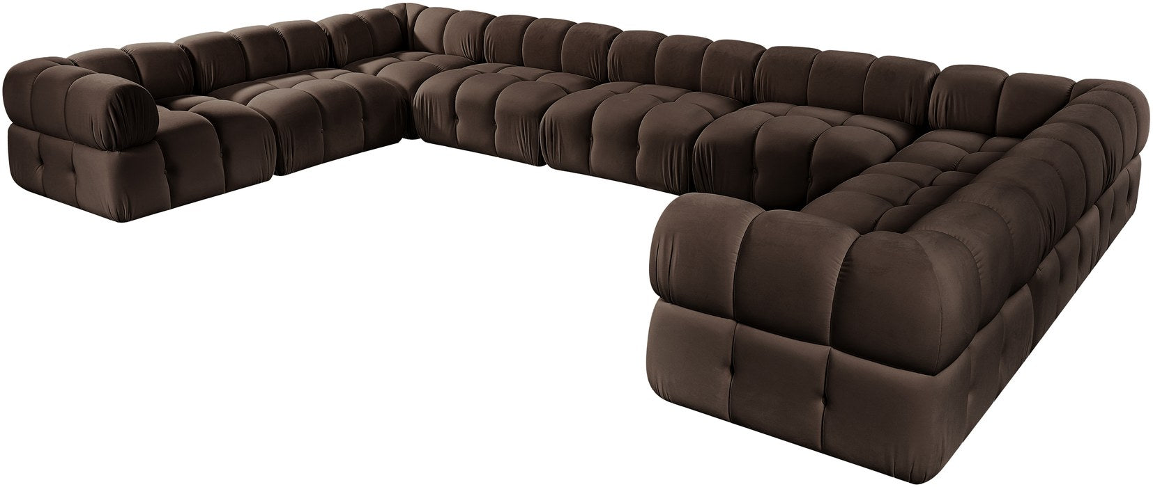 Meridian Furniture - Orin Brown Velvet Performance Fabric Upholstered 9 pc. Sectional - 671Brown-Sec9A - GreatFurnitureDeal
