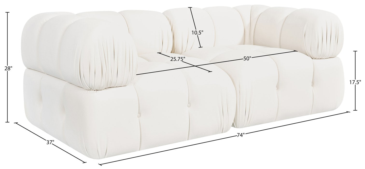 Meridian Furniture - Orin Cream Velvet Performance Fabric Upholstered 2 pc. Sofa - 671Cream-S2A - GreatFurnitureDeal