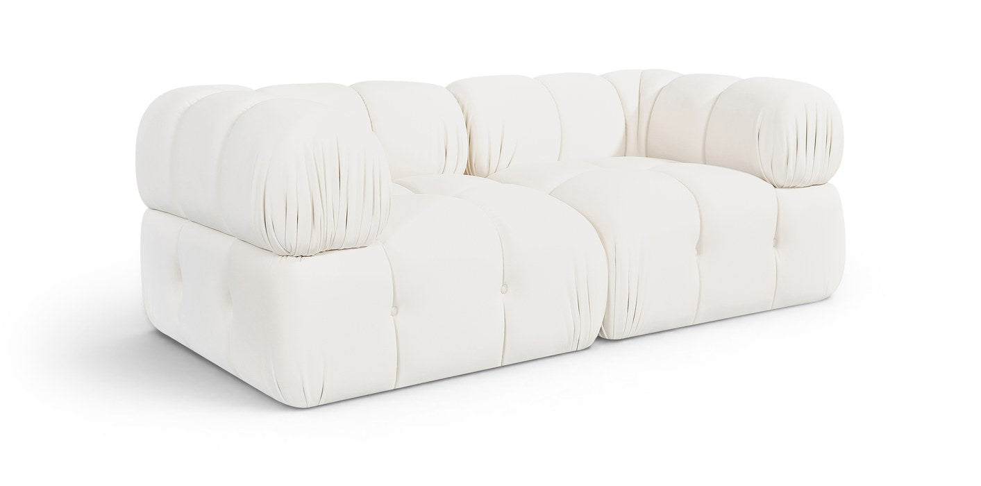 Meridian Furniture - Orin Cream Velvet Performance Fabric Upholstered 2 pc. Sofa - 671Cream-S2A - GreatFurnitureDeal
