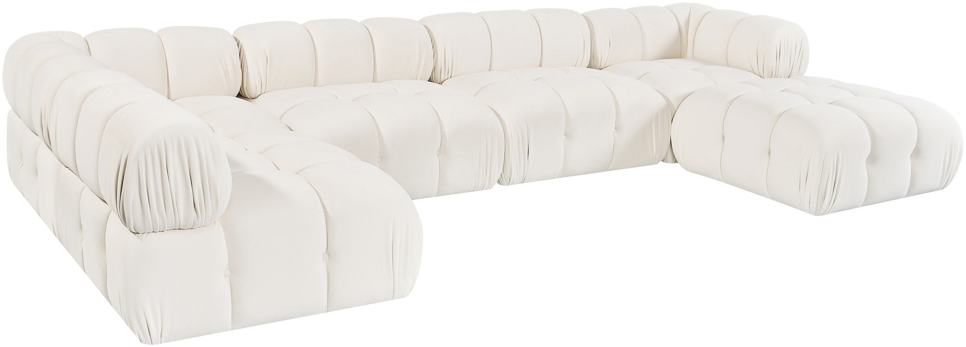 Meridian Furniture - Orin Cream Velvet Performance Fabric Upholstered 6 pc. Sectional - 671Cream-Sec6E - GreatFurnitureDeal