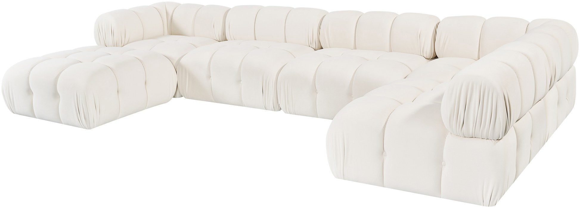 Meridian Furniture - Orin Cream Velvet Performance Fabric Upholstered 6 pc. Sectional - 671Cream-Sec6E - GreatFurnitureDeal
