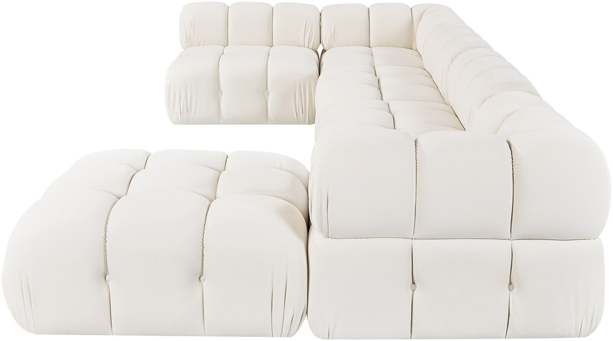 Meridian Furniture - Orin Cream Velvet Performance Fabric Upholstered 6 pc. Sectional - 671Cream-Sec6E - GreatFurnitureDeal