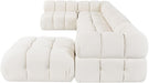 Meridian Furniture - Orin Cream Velvet Performance Fabric Upholstered 6 pc. Sectional - 671Cream-Sec6E - GreatFurnitureDeal