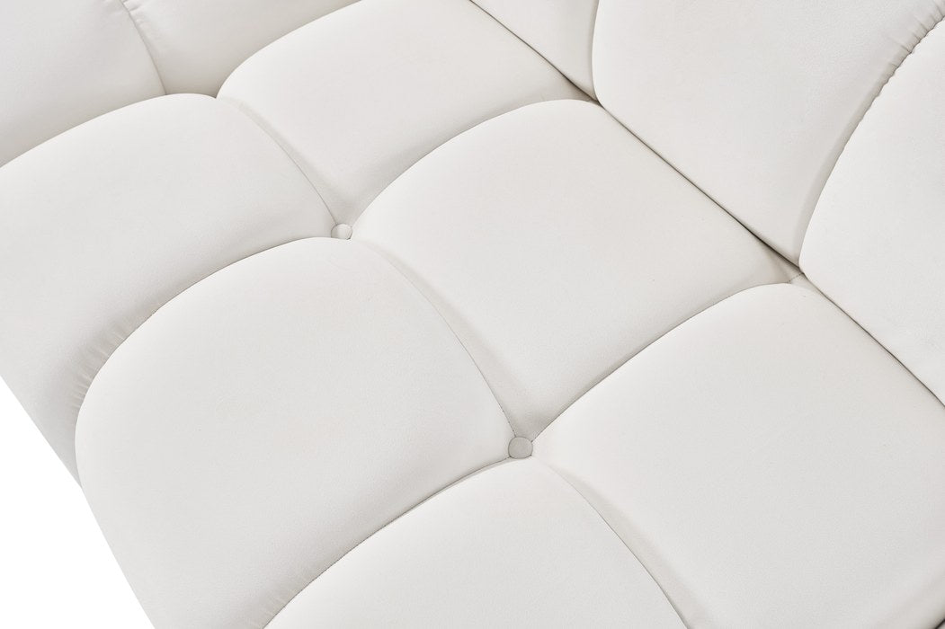 Meridian Furniture - Orin Cream Velvet Performance Fabric Upholstered 6 pc. Sectional - 671Cream-Sec6E - GreatFurnitureDeal