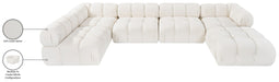 Meridian Furniture - Orin Cream Velvet Performance Fabric Upholstered 6 pc. Sectional - 671Cream-Sec6E - GreatFurnitureDeal