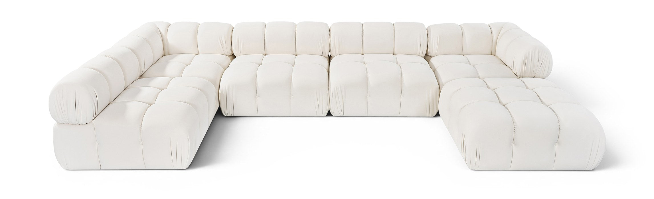 Meridian Furniture - Orin Cream Velvet Performance Fabric Upholstered 6 pc. Sectional - 671Cream-Sec6E - GreatFurnitureDeal