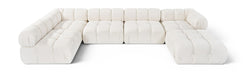 Meridian Furniture - Orin Cream Velvet Performance Fabric Upholstered 6 pc. Sectional - 671Cream-Sec6E - GreatFurnitureDeal