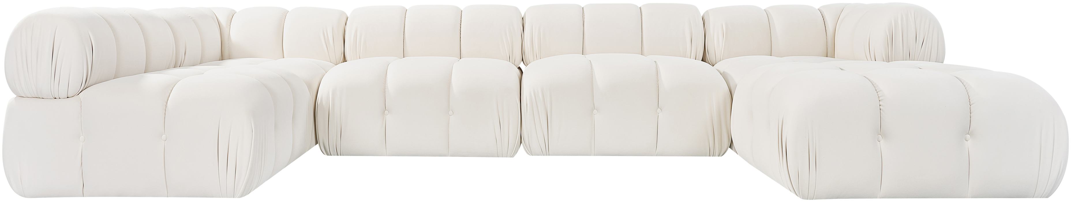 Meridian Furniture - Orin Cream Velvet Performance Fabric Upholstered 6 pc. Sectional - 671Cream-Sec6E - GreatFurnitureDeal