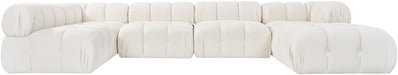 Meridian Furniture - Orin Cream Velvet Performance Fabric Upholstered 6 pc. Sectional - 671Cream-Sec6E - GreatFurnitureDeal