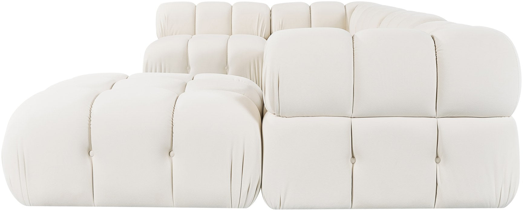 Meridian Furniture - Orin Cream Velvet Performance Fabric Upholstered 6 pc. Sectional - 671Cream-Sec6E - GreatFurnitureDeal
