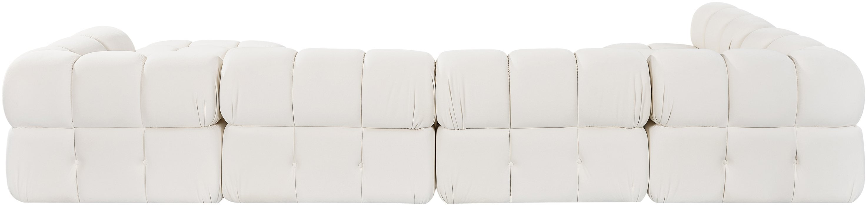 Meridian Furniture - Orin Cream Velvet Performance Fabric Upholstered 6 pc. Sectional - 671Cream-Sec6E - GreatFurnitureDeal