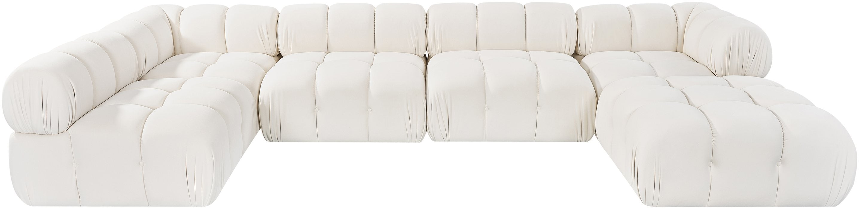 Meridian Furniture - Orin Cream Velvet Performance Fabric Upholstered 6 pc. Sectional - 671Cream-Sec6E - GreatFurnitureDeal