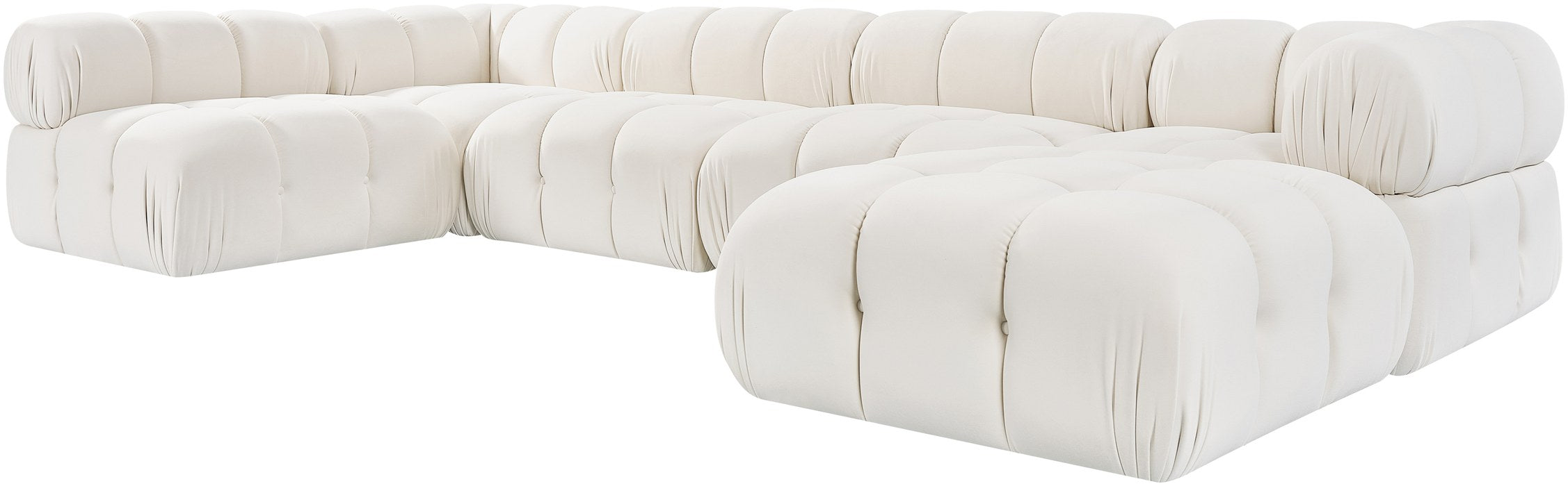 Meridian Furniture - Orin Cream Velvet Performance Fabric Upholstered 6 pc. Sectional - 671Cream-Sec6E - GreatFurnitureDeal