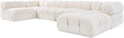Meridian Furniture - Orin Cream Velvet Performance Fabric Upholstered 6 pc. Sectional - 671Cream-Sec6E - GreatFurnitureDeal