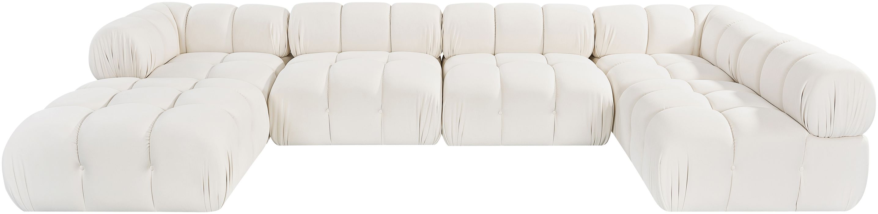 Meridian Furniture - Orin Cream Velvet Performance Fabric Upholstered 6 pc. Sectional - 671Cream-Sec6E - GreatFurnitureDeal