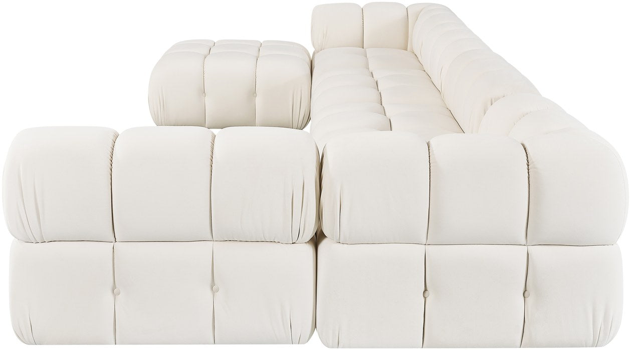 Meridian Furniture - Orin Cream Velvet Performance Fabric Upholstered 6 pc. Sectional - 671Cream-Sec6E - GreatFurnitureDeal