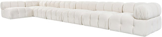 Meridian Furniture - Orin Cream Velvet Performance Fabric Upholstered 7 pc. Sectional - 671Cream-Sec7F - GreatFurnitureDeal