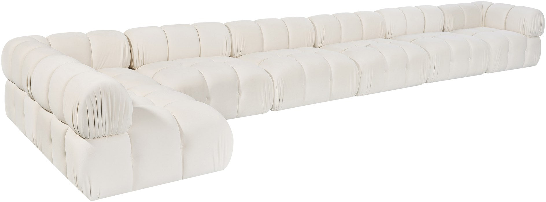 Meridian Furniture - Orin Cream Velvet Performance Fabric Upholstered 7 pc. Sectional - 671Cream-Sec7F - GreatFurnitureDeal