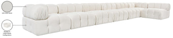 Meridian Furniture - Orin Cream Velvet Performance Fabric Upholstered 7 pc. Sectional - 671Cream-Sec7F - GreatFurnitureDeal