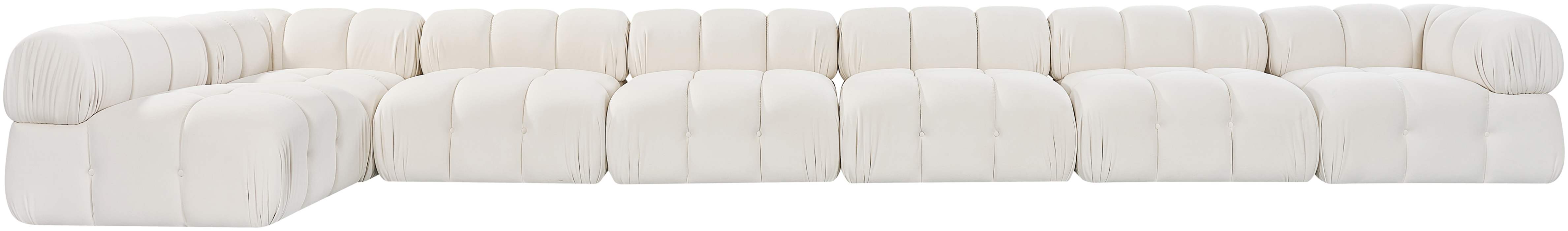 Meridian Furniture - Orin Cream Velvet Performance Fabric Upholstered 7 pc. Sectional - 671Cream-Sec7F - GreatFurnitureDeal