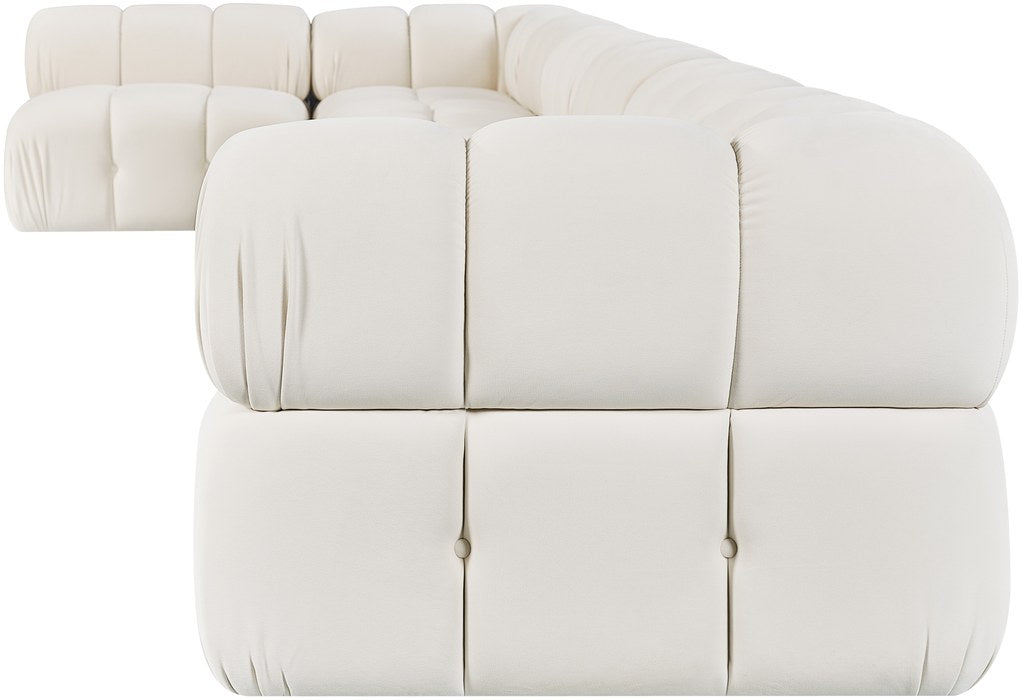 Meridian Furniture - Orin Cream Velvet Performance Fabric Upholstered 7 pc. Sectional - 671Cream-Sec7F - GreatFurnitureDeal