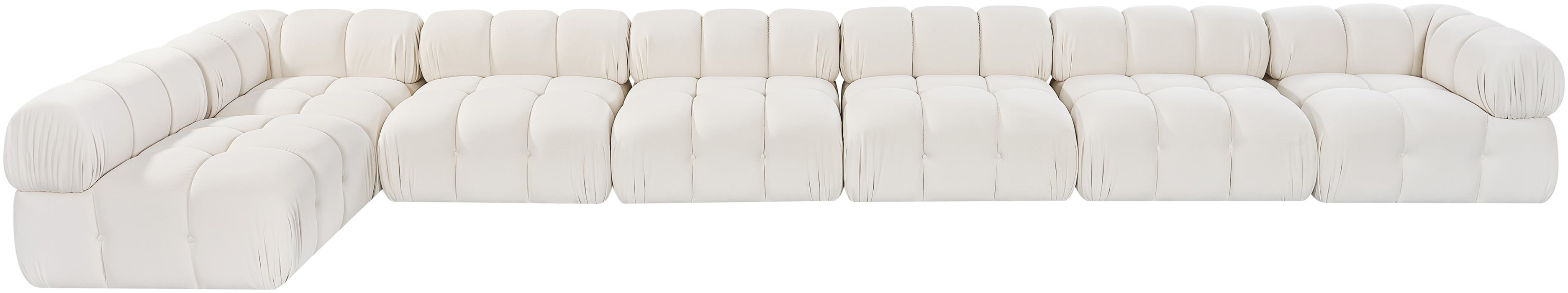 Meridian Furniture - Orin Cream Velvet Performance Fabric Upholstered 7 pc. Sectional - 671Cream-Sec7F - GreatFurnitureDeal