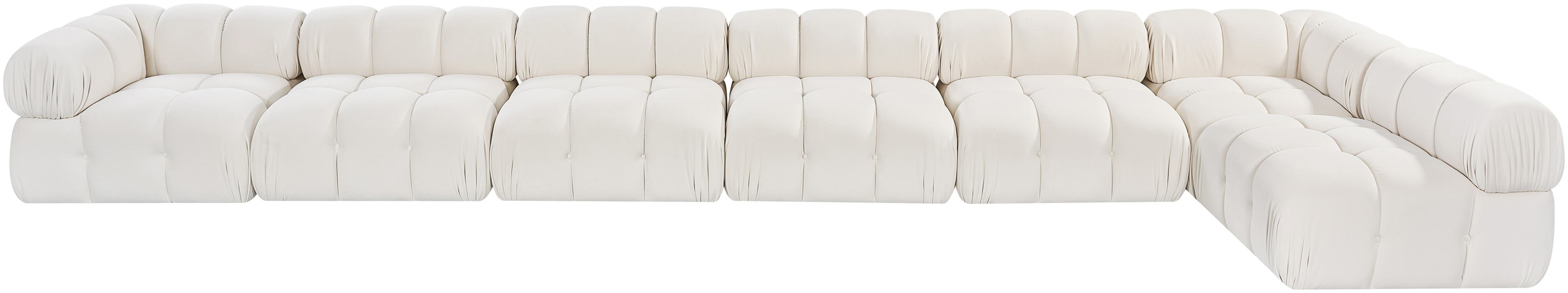 Meridian Furniture - Orin Cream Velvet Performance Fabric Upholstered 7 pc. Sectional - 671Cream-Sec7F - GreatFurnitureDeal