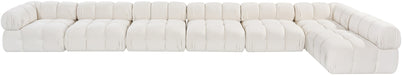 Meridian Furniture - Orin Cream Velvet Performance Fabric Upholstered 7 pc. Sectional - 671Cream-Sec7F - GreatFurnitureDeal