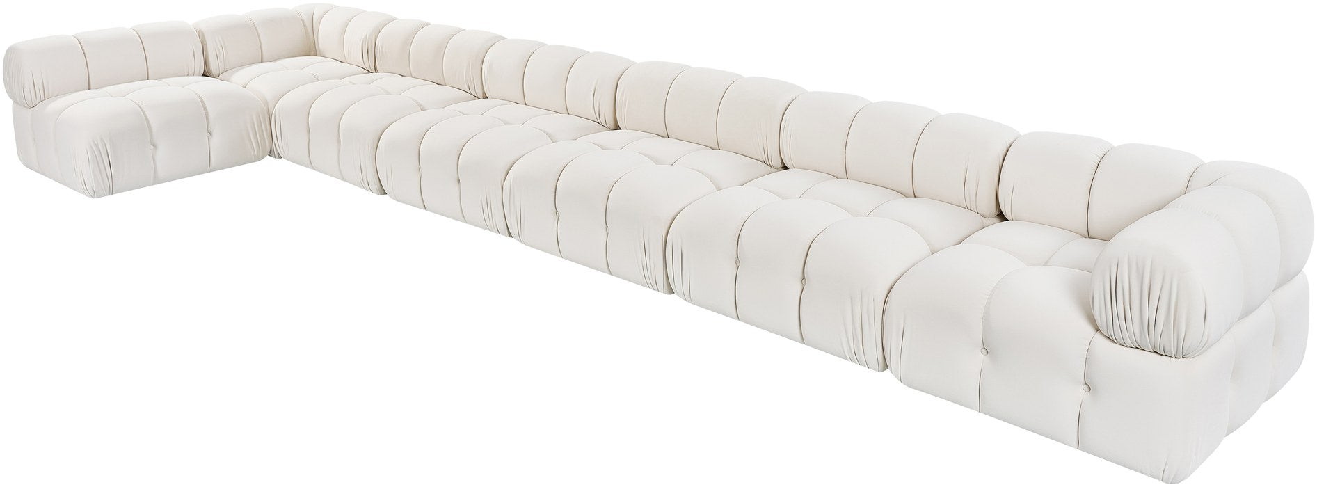 Meridian Furniture - Orin Cream Velvet Performance Fabric Upholstered 7 pc. Sectional - 671Cream-Sec7F - GreatFurnitureDeal