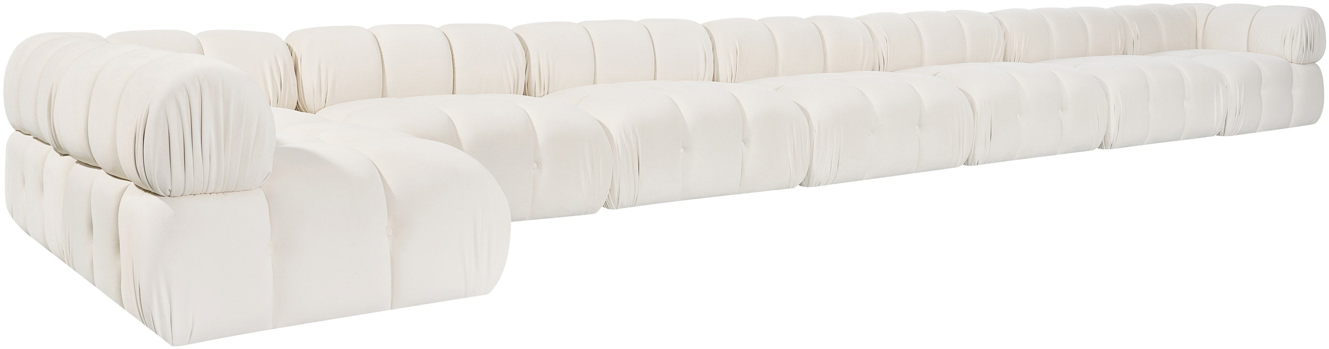 Meridian Furniture - Orin Cream Velvet Performance Fabric Upholstered 8 pc. Sectional - 671Cream-Sec8D - GreatFurnitureDeal