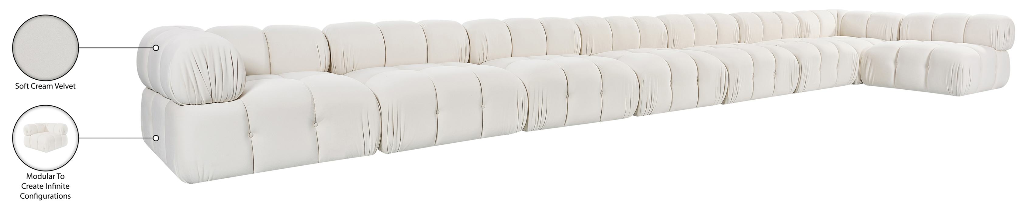 Meridian Furniture - Orin Cream Velvet Performance Fabric Upholstered 8 pc. Sectional - 671Cream-Sec8D - GreatFurnitureDeal