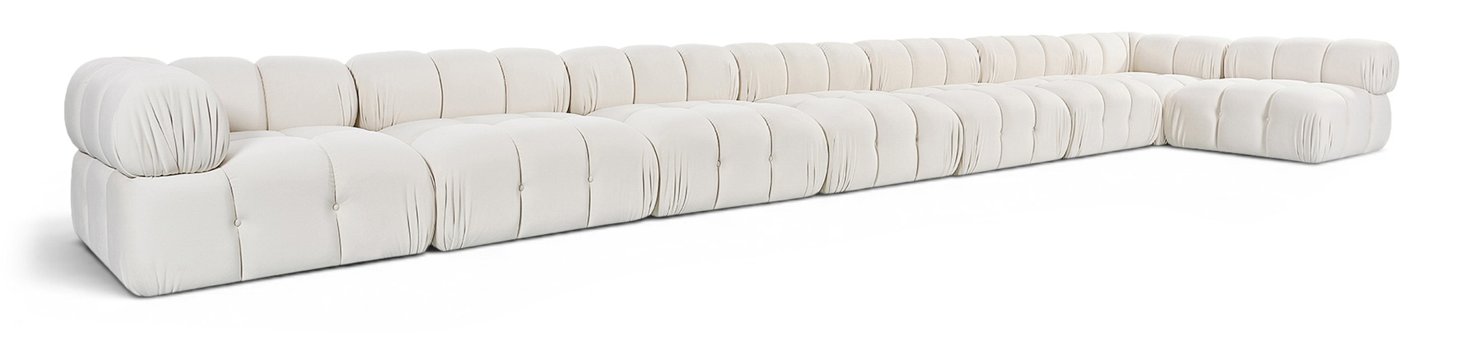 Meridian Furniture - Orin Cream Velvet Performance Fabric Upholstered 8 pc. Sectional - 671Cream-Sec8D - GreatFurnitureDeal