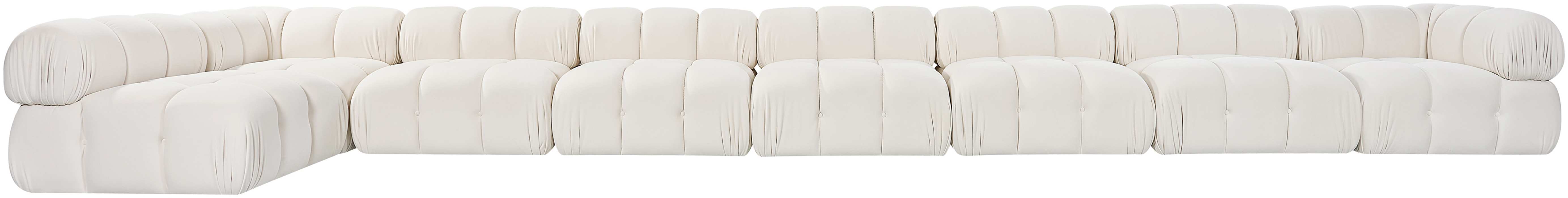 Meridian Furniture - Orin Cream Velvet Performance Fabric Upholstered 8 pc. Sectional - 671Cream-Sec8D - GreatFurnitureDeal