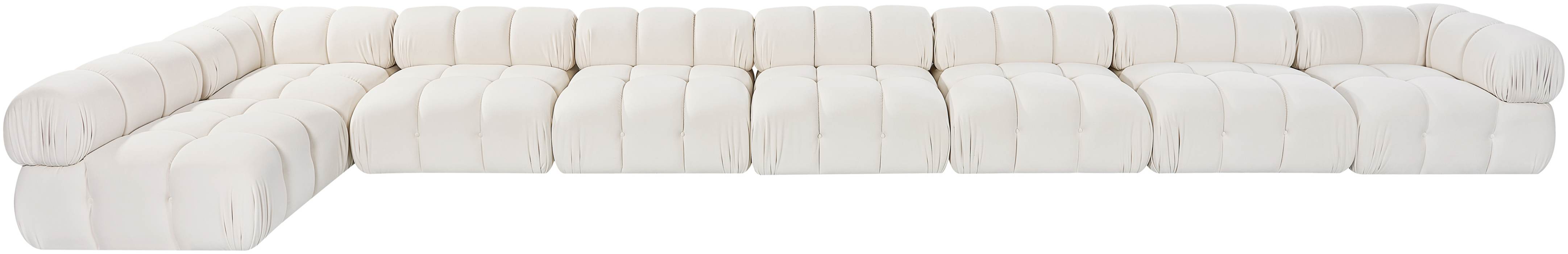 Meridian Furniture - Orin Cream Velvet Performance Fabric Upholstered 8 pc. Sectional - 671Cream-Sec8D - GreatFurnitureDeal