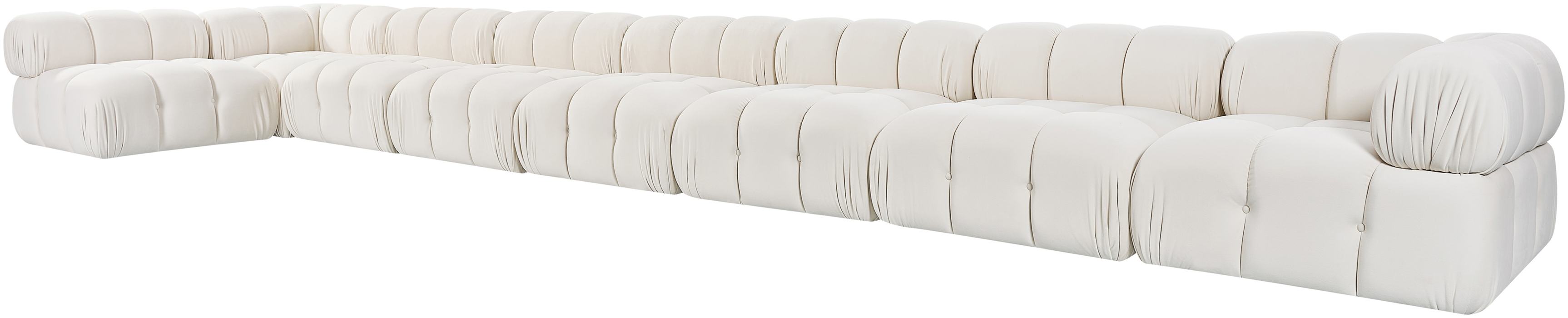 Meridian Furniture - Orin Cream Velvet Performance Fabric Upholstered 8 pc. Sectional - 671Cream-Sec8D - GreatFurnitureDeal