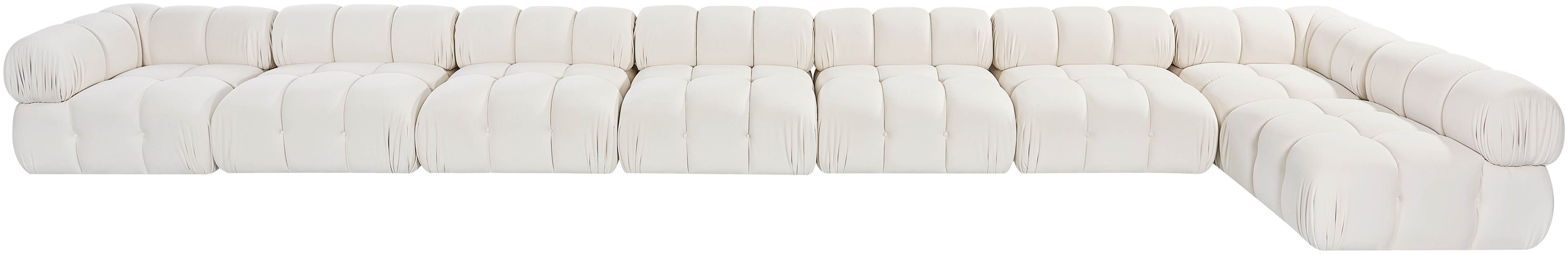 Meridian Furniture - Orin Cream Velvet Performance Fabric Upholstered 8 pc. Sectional - 671Cream-Sec8D - GreatFurnitureDeal