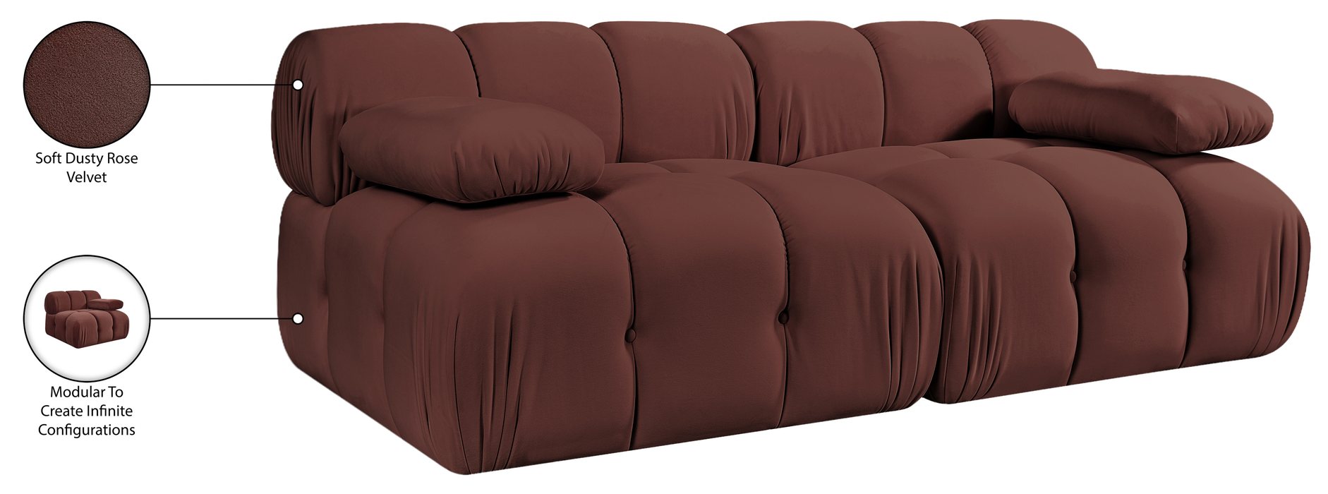 Meridian Furniture - Orin Rose Velvet Performance Fabric Upholstered 2 pc. Sofa - 671Rose-S2B - GreatFurnitureDeal