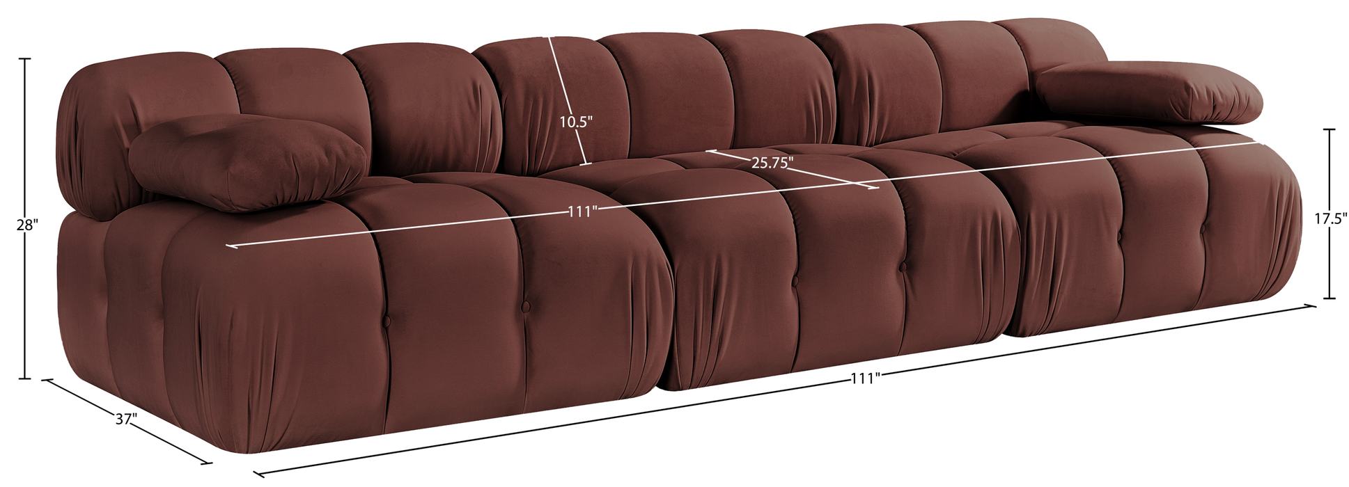 Meridian Furniture - Orin Rose Velvet Performance Fabric Upholstered 3 pc. Sofa - 671Rose-S3B - GreatFurnitureDeal