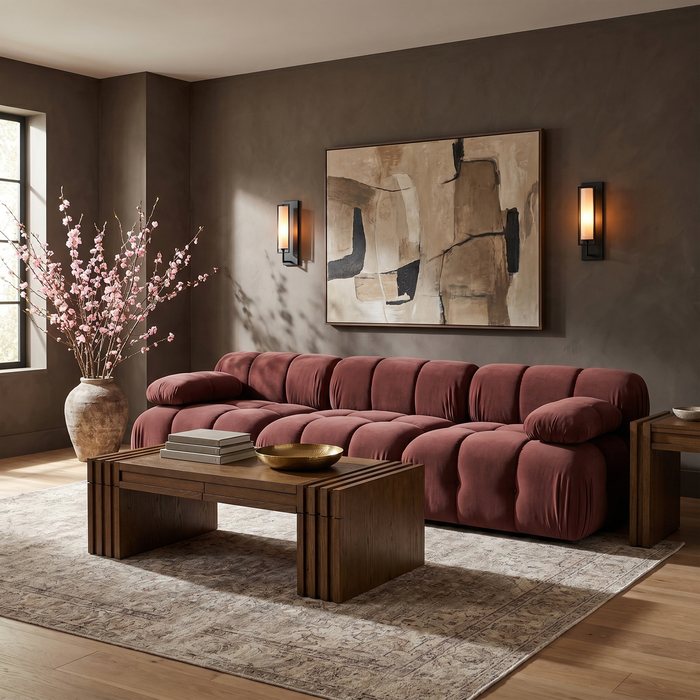 Meridian Furniture - Orin Rose Velvet Performance Fabric Upholstered 3 pc. Sofa - 671Rose-S3B - GreatFurnitureDeal